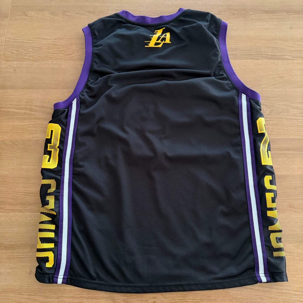 NBA Los Angeles Lakers LeBron James 23 Mesh Basketball Jersey Black Purple Large - Picture 2 of 6